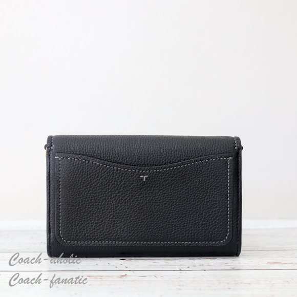 NWT Tory Burch Thea Small Pebble Leather Flat Wallet Crossbody in Black - Picture 8 of 12